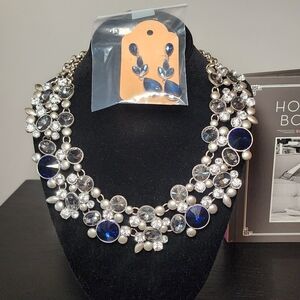 Dazzling Blue and Silver Necklace Set